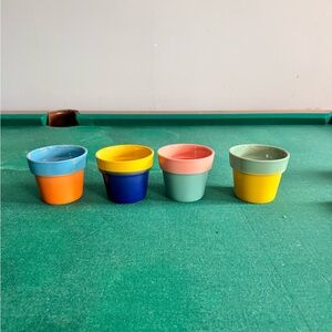4 Colourblock Planter Pots